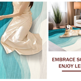 Ultra Soft Area Rug, Non Slip, Stain Resistant, Washable Area Rugs for Living Room, Bedroom, Minimalist Aqua Gradation Aesthetic(Beige)