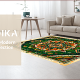 Ultra Soft Area Rug, Non Slip, Stain Resistant, Washable Area Rugs for Living Room, Bedroom, Ornate Medallion Bedroom Rug for Pet Owners(Green)
