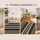 Ultra Soft Area Rug, Non Slip, Stain Resistant, Washable Area Rugs for Living Room, Bedroom, Contemporary Neutral Stripe Design(Beige)