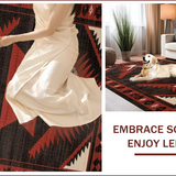 Ultra Soft Area Rug, Non Slip, Stain Resistant, Washable Area Rugs for Living Room, Bedroom, Primitive Dark Toned Geometric(Red)