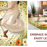 Ultra Soft Area Rug, Non Slip, Stain Resistant, Washable Area Rugs for Living Room, Bedroom, Artistic Floral Fantasy Theme(Ivory)
