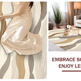 Ultra Soft Area Rug, Non Slip, Stain Resistant, Washable Area Rugs for Living Room, Bedroom, Luxurious Beige Curved Patterns(Beige)