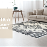 Ultra Soft Area Rug, Non Slip, Stain Resistant, Washable Area Rugs for Living Room, Bedroom, Luxurious Monochrome Fringe Design(Black)