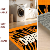Ultra Soft Area Rug, Non Slip, Stain Resistant, Washable Area Rugs for Living Room, Bedroom, Exotic Striped Animal Motif(Orange)
