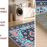 Ultra Soft Area Rug, Non Slip, Stain Resistant, Washable Area Rugs for Living Room, Bedroom, Luxurious Textured Diamond Design(Blue)