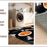 Ultra Soft Area Rug, Non Slip, Stain Resistant, Washable Area Rugs for Living Room, Bedroom, Vinyl Record Semi Circle(Black)