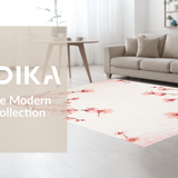 Ultra Soft Area Rug, Non Slip, Stain Resistant, Washable Area Rugs for Living Room, Bedroom, Delicate Rustic Blossom Motif(Pink)