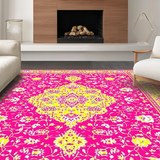 Ultra Soft Area Rug, Non Slip, Stain Resistant, Washable Area Rugs for Living Room, Bedroom, Cozy Earthy Toned Medallion(Pink)