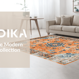 Ultra Soft Area Rug, Non Slip, Stain Resistant, Washable Area Rugs for Living Room, Bedroom, Sophisticated Low-Pile Floral Aesthetic(Orange)