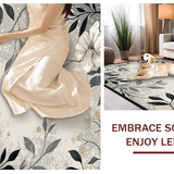 Ultra Soft Area Rug, Non Slip, Stain Resistant, Washable Area Rugs for Living Room, Bedroom, Stylish Abstract Botanical Theme(Gray)
