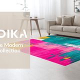 Ultra Soft Area Rug, Non Slip, Stain Resistant, Washable Area Rugs for Living Room, Bedroom, Chic Minimalist Textured Waves(Pink)