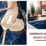 Ultra Soft Area Rug, Non Slip, Stain Resistant, Washable Area Rugs for Living Room, Bedroom, Minimalist Navy Gold Fusion Style(Blue)