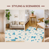 Ultra Soft Area Rug, Non Slip, Stain Resistant, Washable Area Rugs for Living Room, Bedroom, Boho Blue Bow Rug:  Stylish Flat-Weave Area Rug(Beige)