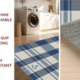 Ultra Soft Area Rug, Non Slip, Stain Resistant, Washable Area Rugs for Living Room, Bedroom, Vintage Nautical Charm with Lines(Blue)