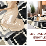 Ultra Soft Area Rug, Non Slip, Stain Resistant, Washable Area Rugs for Living Room, Bedroom, Elegant Neutral Geometric Look(Black)