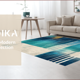Ultra Soft Area Rug, Non Slip, Stain Resistant, Washable Area Rugs for Living Room, Bedroom, Dynamic Modern Curvilinear Pattern(Blue)
