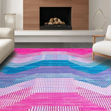 Ultra Soft Area Rug, Non Slip, Stain Resistant, Washable Area Rugs for Living Room, Bedroom, Eclectic Colorful Stripe Aesthetic(Pink)
