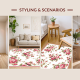 Ultra Soft Area Rug, Non Slip, Stain Resistant, Washable Area Rugs for Living Room, Bedroom, Timeless Botanical Round Statement(White)