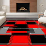 Ultra Soft Area Rug, Non Slip, Stain Resistant, Washable Area Rugs for Living Room, Bedroom, Vibrant Geometric Music Icons(Red)