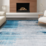Ultra Soft Area Rug, Non Slip, Stain Resistant, Washable Area Rugs for Living Room, Bedroom, Rustic Neutral Watercolor Impression(Blue)