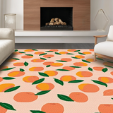 Ultra Soft Area Rug, Non Slip, Stain Resistant, Washable Area Rugs for Living Room, Bedroom, Bright Fresh Fruit Inspired Decor(Orange)