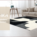 Ultra Soft Area Rug, Non Slip, Stain Resistant, Washable Area Rugs for Living Room, Bedroom, Contemporary Black Ivory Aesthetic(Black)