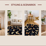Ultra Soft Area Rug, Non Slip, Stain Resistant, Washable Area Rugs for Living Room, Bedroom, Floral Insect Pattern Dining Room Under Table Rug(Green)