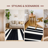 Ultra Soft Area Rug, Non Slip, Stain Resistant, Washable Area Rugs for Living Room, Bedroom, Whimsical Bold Patterned Composition(Black)