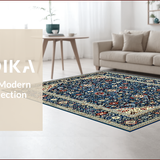 Ultra Soft Area Rug, Non Slip, Stain Resistant, Washable Area Rugs for Living Room, Bedroom, Elegant Blue Floral Arrangement(Blue)