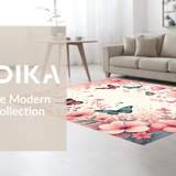 Ultra Soft Area Rug, Non Slip, Stain Resistant, Washable Area Rugs for Living Room, Bedroom, Soft Elegant Butterfly Bloom Design(Pink)