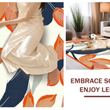 Ultra Soft Area Rug, Non Slip, Stain Resistant, Washable Area Rugs for Living Room, Bedroom, Vibrant Botanical Leaf Arrangement(Orange)