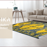 Ultra Soft Area Rug, Non Slip, Stain Resistant, Washable Area Rugs for Living Room, Bedroom, Distressed Low Pile Entryway Carpet for Minimal Living(Yellow)