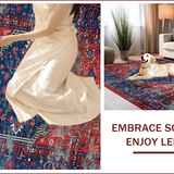 Ultra Soft Area Rug, Non Slip, Stain Resistant, Washable Area Rugs for Living Room, Bedroom, Traditional Boho Red Entryway Non-Slip Carpet(Red)