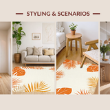 Ultra Soft Area Rug, Non Slip, Stain Resistant, Washable Area Rugs for Living Room, Bedroom, Radiant Outdoor Floral Impression(Orange)