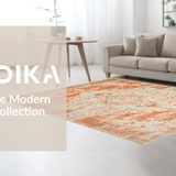Ultra Soft Area Rug, Non Slip, Stain Resistant, Washable Area Rugs for Living Room, Bedroom, Neutral Toned Abstract Medallion(Orange)