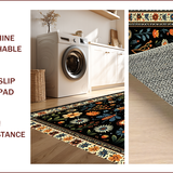 Ultra Soft Area Rug, Non Slip, Stain Resistant, Washable Area Rugs for Living Room, Bedroom, Whimsical Boho Insect Print Bedroom Rug Black(Black)