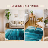 Ultra Soft Area Rug, Non Slip, Stain Resistant, Washable Area Rugs for Living Room, Bedroom, Washable Round Rug: Boho Ombre Style Area Rug(Blue)