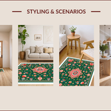 Ultra Soft Area Rug, Non Slip, Stain Resistant, Washable Area Rugs for Living Room, Bedroom, Floral Mihrab Group Praying Carpet for Families(Green)