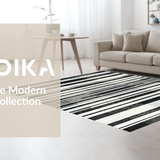 Ultra Soft Area Rug, Non Slip, Stain Resistant, Washable Area Rugs for Living Room, Bedroom, Classic Striped Harmony Rug Featuring Graphic Bands and Crisp Edge Detailing(Black)