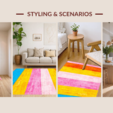 Ultra Soft Area Rug, Non Slip, Stain Resistant, Washable Area Rugs for Living Room, Bedroom, Vibrant Rainbow Sky Aesthetic(Pink)