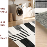 Ultra Soft Area Rug, Non Slip, Stain Resistant, Washable Area Rugs for Living Room, Bedroom, Elegant Monochrome Striped Woven Rug for Indoor Outdoor Layering Design(Gray)