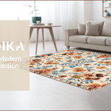 Ultra Soft Area Rug, Non Slip, Stain Resistant, Washable Area Rugs for Living Room, Bedroom, Faded Floral Bedroom Carpet for Minimal Living(Beige)