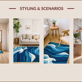 Ultra Soft Area Rug, Non Slip, Stain Resistant, Washable Area Rugs for Living Room, Bedroom, Artful Multi-Tone Seascape Design(Blue)