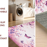 Ultra Soft Area Rug, Non Slip, Stain Resistant, Washable Area Rugs for Living Room, Bedroom, Delicate Insect Print with Cozy Vibes(Pink)