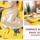 Ultra Soft Area Rug, Non Slip, Stain Resistant, Washable Area Rugs for Living Room, Bedroom, Charming Cartoon Cat Aesthetic(Yellow)