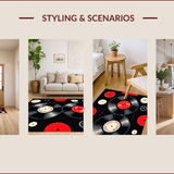 Ultra Soft Area Rug, Non Slip, Stain Resistant, Washable Area Rugs for Living Room, Bedroom, Modern Abstract Music Motif(Red)