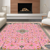 Ultra Soft Area Rug, Non Slip, Stain Resistant, Washable Area Rugs for Living Room, Bedroom, Elegant Floral Patterned Ensemble(Pink)
