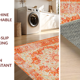Ultra Soft Area Rug, Non Slip, Stain Resistant, Washable Area Rugs for Living Room, Bedroom, Cozy Whimsical Geometric Arrangement(Orange)