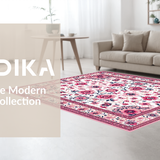 Ultra Soft Area Rug, Non Slip, Stain Resistant, Washable Area Rugs for Living Room, Bedroom, Lively Boho Leafy Patterns(White)