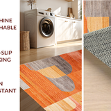 Ultra Soft Area Rug, Non Slip, Stain Resistant, Washable Area Rugs for Living Room, Bedroom, Earthy Toned Modern Artistry(Orange)